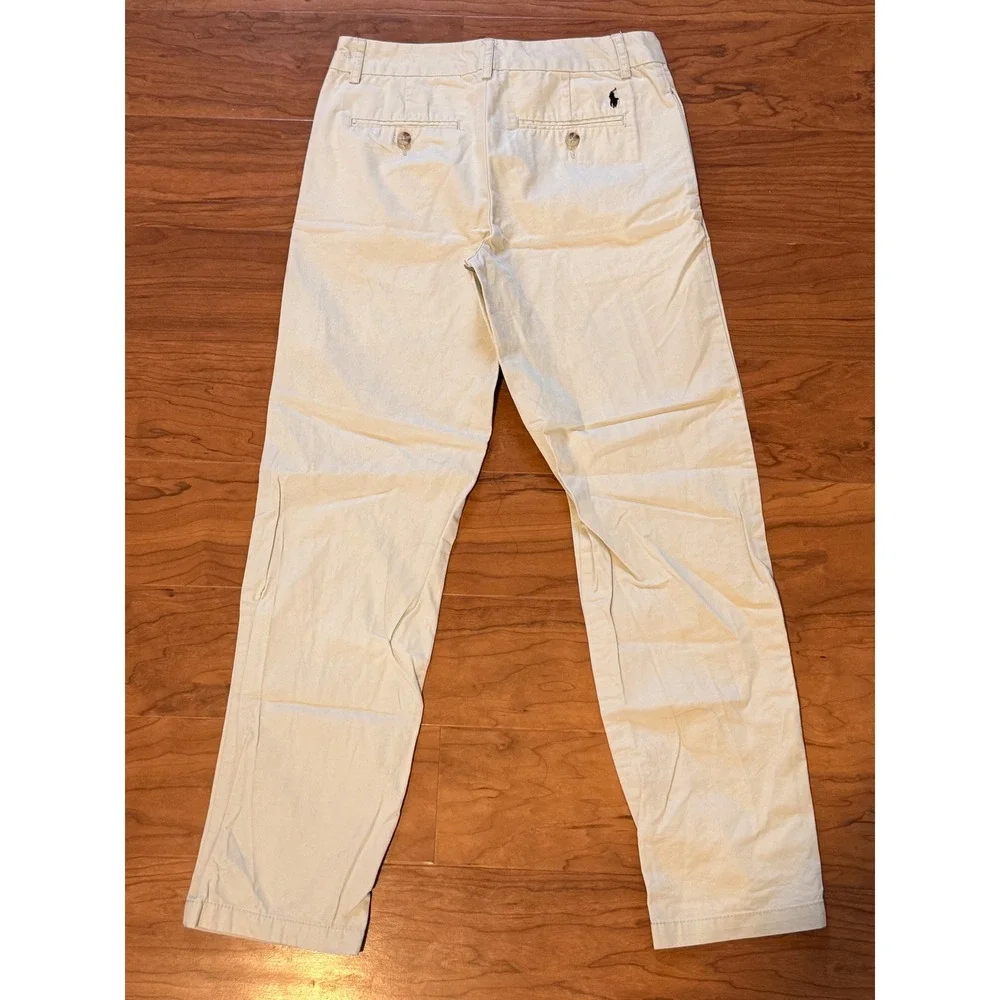 Polo Ralph Lauren Boys Khaki Chino Pants Straight Leg Tan Size 14 Cotton Twill